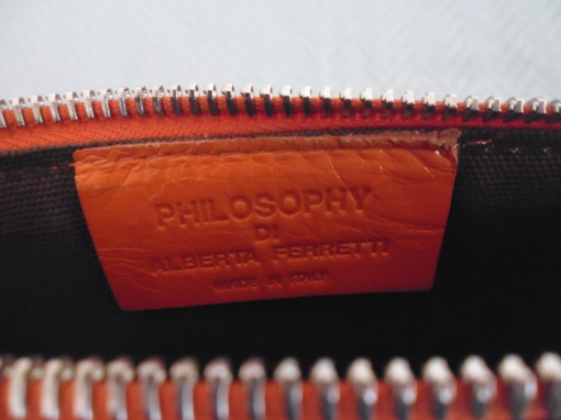 Preloved Alberta Foretti Orange Foil Leather Party Clutch Wallet £TBC
