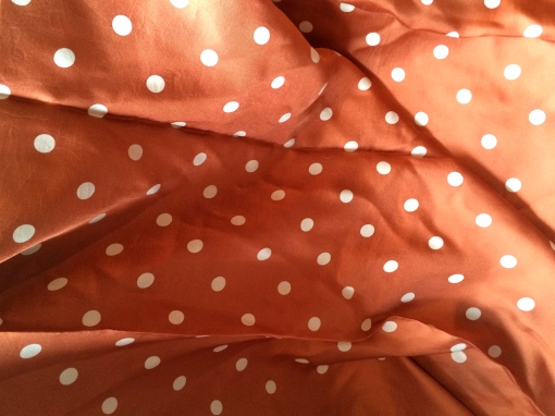 Vintage Burnt Orange Polka Dot Print Silk Scarf  